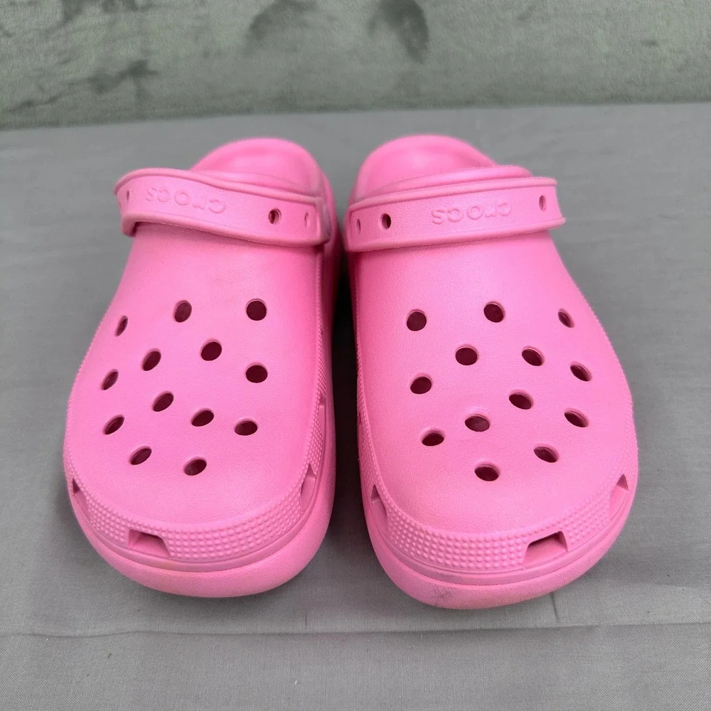 Crocs Cutie Crush Clog Girls Size J6 Pink Platform Lightweight Slip On Shoes